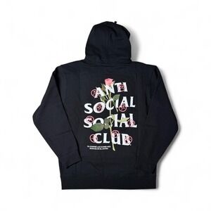 Anti Social Social Club Sadboyz Hoodie XL Black Pink Rose Graphic Streetwear Emo